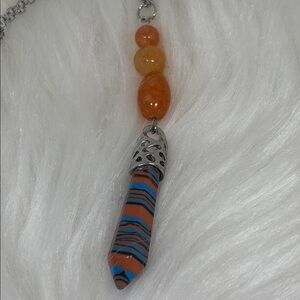 Sunstone and Orange Turquoise Style Pendent Necklace